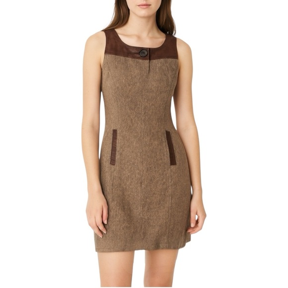 Iris Setlawke Sleeveless Shift Dress Size 2 Brown Neutral - Picture 1 of 11